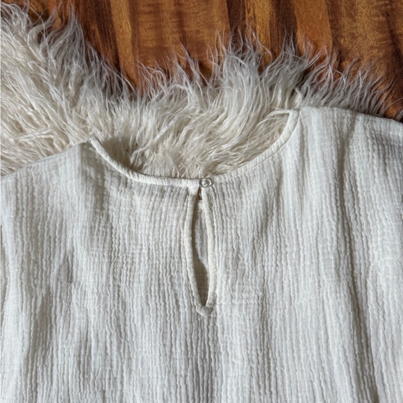 Free People Ruffle Gauzy Flowy Blouse Off White - Picture 4 of 6